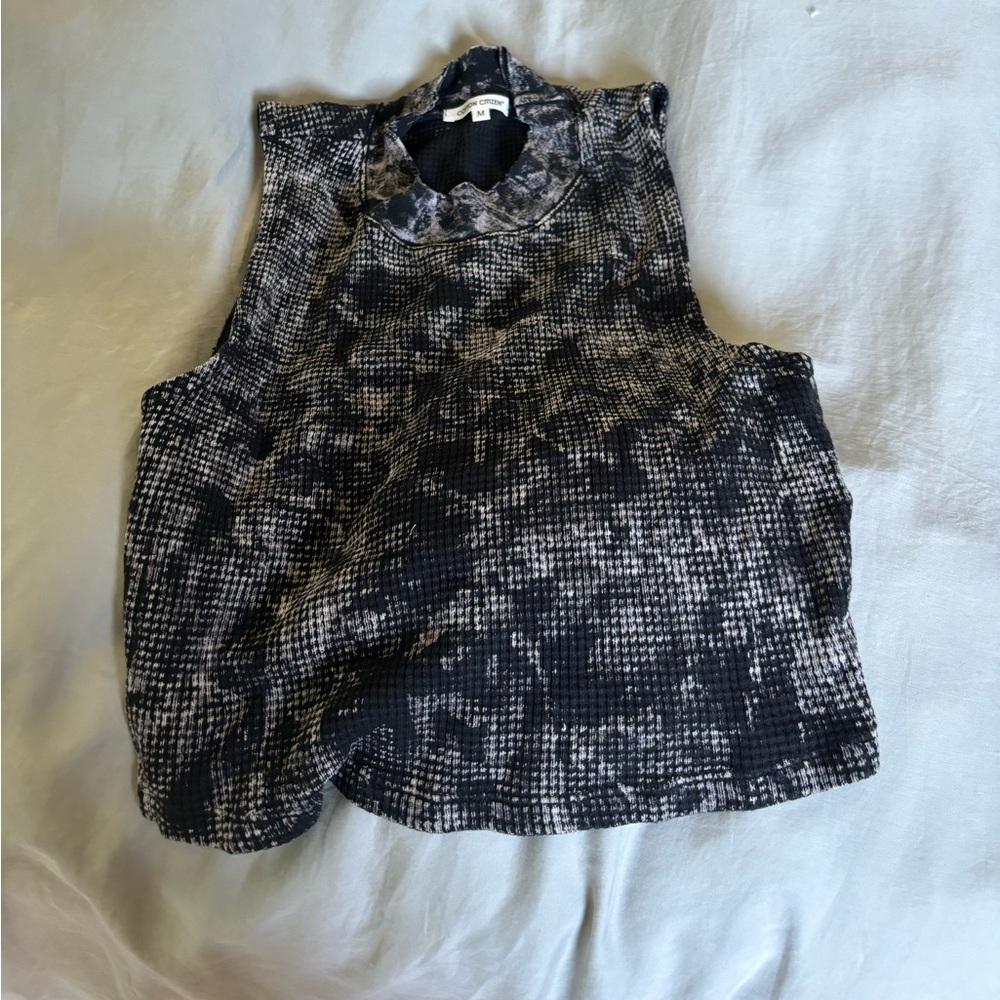 Cotton Citizen Women's Waffle Knit Tie Dye Crop Tank In Black Size Small